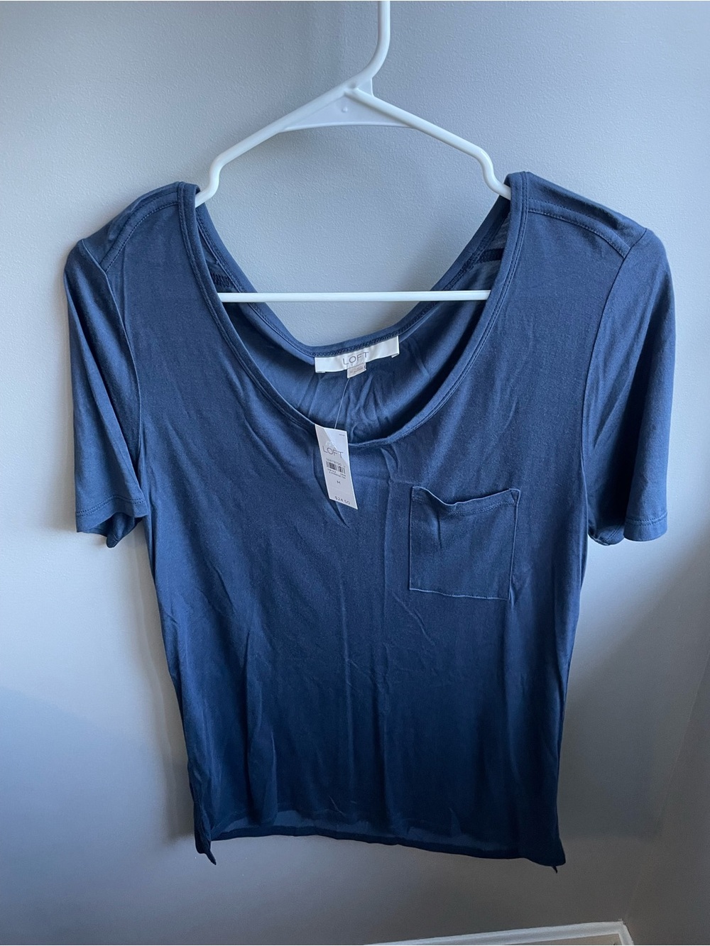 New Ann Taylor Navy Short Sleeve Pocket Tee Size M